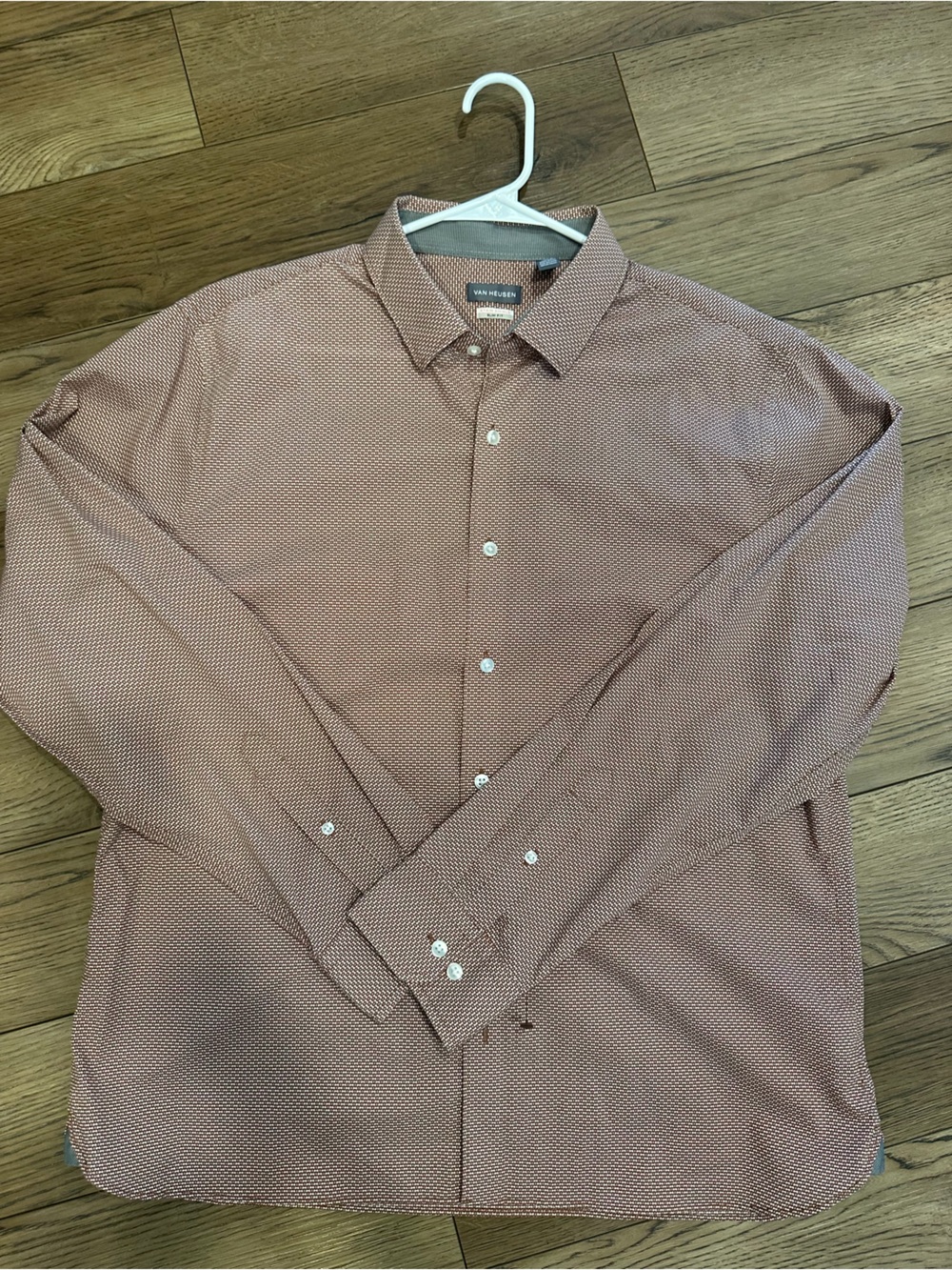 Van Heusen Men's Long-Sleeve Button-Up Shirt in burnt orange